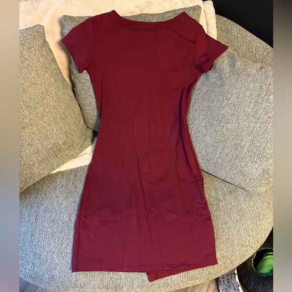 Crimson Fitted Mini Dress - Picture 3 of 4